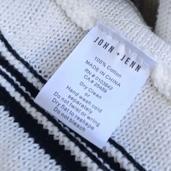 John+Jenn stipped black and white wrap  cotton knitted cardigan size M - Picture 2 of 7